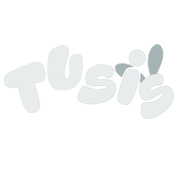the logo for tussis on a black background